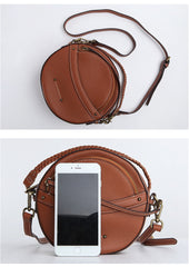 Cute Leather Womens Stylish Circle Crossbody Bag Purse Round Shoulder Bag for Women