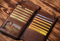 wallet and chain mens Dark Brown Leather Biker Wallet Leather Chain Wallet Men Brown Long Biker Chain Wallet