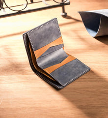 Cool Leather Mens billfold Leather Wallets Men Small Bifold Wallets for Men
