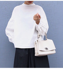 White Leather Women Handbag Shoulder Bag Work Bag For Women