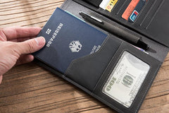 Cool Leather Mens Travel Long Wallet Passport Leather Wallet Long Wallet for Men