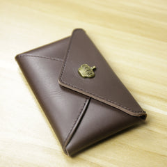 Slim Women Coffee Crown Leather Card Wallet Minimalist Envelope Card Holder Wallet Coin Wallet For Women