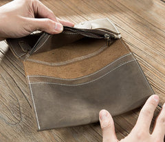 Handmade Leather Mens Slim Wallet Cool Leather Wallet Long Phone Wallets for Men