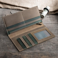 Handmade Leather Mens Clutch Wallet Cool Leather Wallet Long Phone Wallets for Men