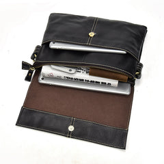 Leather Men Black Messenger Bag Shoulder Bag for Men