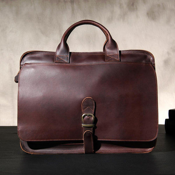 Leather Mens Coffee Briefcase Handbag Work Bag Business Bag for Men