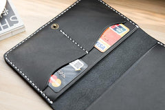 Handmade Leather Mens Travel Wallet Passport Leather Wallet billfold Slim Wallets for Men