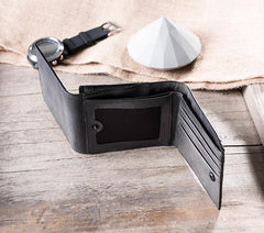 Handmade Leather Mens Cool Slim Leather Wallet Men Small Wallets Bifold for Men