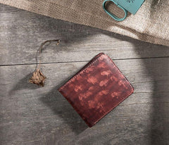 Handmade Leather Mens Cool Slim Leather Wallet Men Small Wallets Bifold for Men