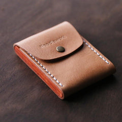 Cool Wooden Leather Mens Wallet Small Card Holder Handmade Coin Wallet for Men