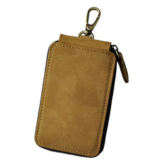 Vintage Leather Mens Small Key Zipper Wallets Card Wallet for Men