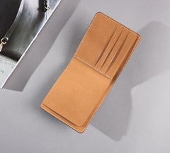 Handmade Cool Leather Mens billfold Leather Wallet Men Small Wallets Bifold for Men