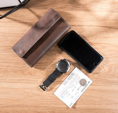 Handmade Leather Mens Clutch Wallet Cool Leather Wallet Long Phone Wallets for Men