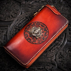Handmade Leather Tibetan Mens Biker Chain Wallets Cool Long Chain Wallets for Men