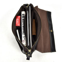 Leather Men Black Messenger Bag Shoulder Bag for Men