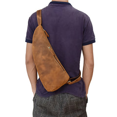 Cool Leather Sling Bag for Men Vintage Chest Crossbody Sling Bag For Men