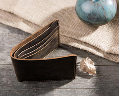 Handmade Leather Mens Cool Slim Leather Wallet Men Small billfold Wallets Bifold for Men