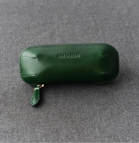 Cool Leather Mens Leather Cigarette Tobacco Pipe Case Zipper Tobacco Pipe Case for Men