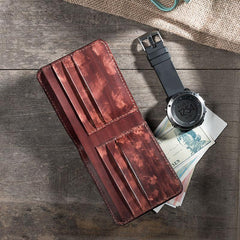 Handmade Leather Mens Cool Slim Leather Wallet Men Small Wallets Bifold for Men