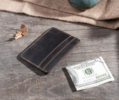 Handmade Leather Mens Cool billfold Wallet Card Holder Small Card Slim Wallets for Men