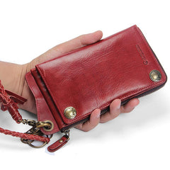 Handmade Mens Cool Long Leather Chain Wallet Cards Biker Trucker Wristlet Wallet