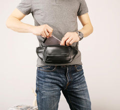 Leather Mens FANNY PACK MENS WAIST BAG HIP PACK BELT BAG FOR MEN