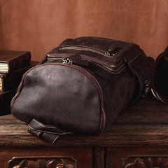 Cool Leather Mens Backpack Large Barrel Coffee Travel Backpacks Hiking Backpack for men