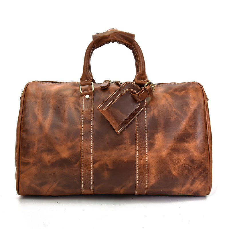 Genuine Leather Mens Cool Vintage Brown Weekender Bag Travel Bag Duffle Bags Overnight Bag Holdall Bag for men