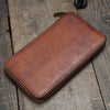Cool leather mens long wallet vintage zipper long clutch wallet for men - EverHandmade