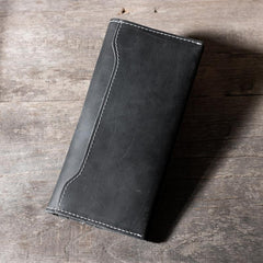 Handmade Leather Mens Clutch Wallet Cool Leather Wallet Long Phone Wallets for Men