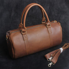 Genuine Leather Mens Barrel Bag Cool Weekender Bag Travel Bag Duffle Bags Overnight Bag Holdall Bag for men