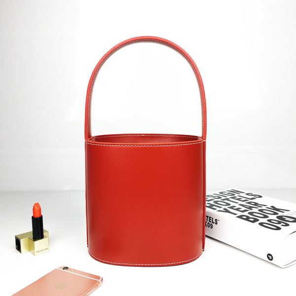Handmade Genuine Leather Handbag Bucket Bag Purse Crossbody Bag Shoulder Bag Purse For Women - EverHandmade