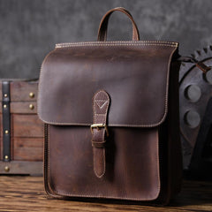 Vintage Brown Leather Mens Backpack Satchel Backpack School Backpack for men