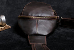 Genuine Leather Mens Cool Chest Bag Sling Bag Crossbody Bag Travel Bag Hiking Bag for men