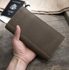 Leather Mens Long Wallet Cool Leather Wallet Long Bifold Wallets for Men