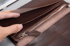 Cool Leather Mens Travel Long Wallets Passport Leather Wallet Long Wallets for Men