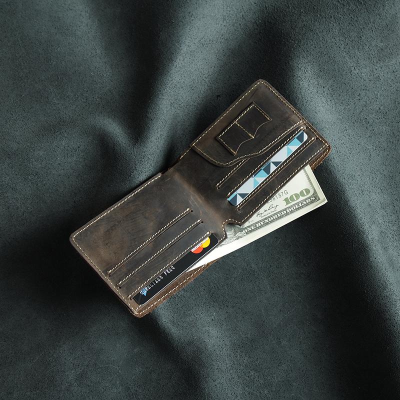 Cool Leather Mens Slim Small Wallet Bifold Men billfold Wallets for Men