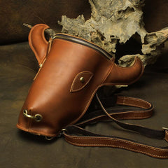 Cool Leather Mens XO Bull Backpack Tan Travel Backpack Unique Backpack for men
