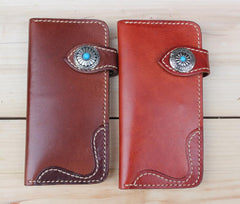 Cool Leather Mens Biker Chain Wallet Cool Handmade Long Biker Wallets with Chain