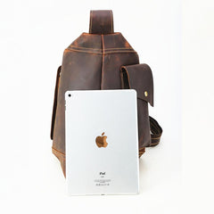 Cool Leather Mens Chest Bag Sling Bags Sling Crossbody Bag Travel Sling Bag for men