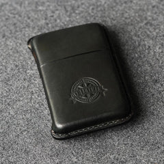 Handmade Black Leather Mens 10pcs Cigarette Holder Case Cool Custom Cigarette Case for Men