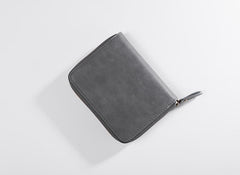 Cool Leather Mens Slim Leather Small Wallet Zipper billfold Wallets Bifold for Men