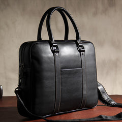 Leather Mens Black Briefcase Shoulder Bag Handbag Laptop Bag Business Bag for Men