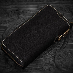 Handmade Leather Tibetan Mens Biker Chain Wallets Cool Leather Wallet Long Chain Wallets for Men