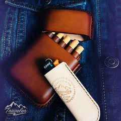 Brown Leather Mens Cigarette Holder Case Vintage Custom Cigarette Case for Men