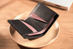 Handmade Leather Mens Cool Slim Leather Wallet Men Small Wallets Bifold for Men