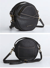 Cute Leather Womens Stylish Circle Crossbody Bag Purse Round Shoulder Bag for Women