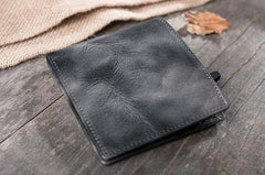 Cool Handmade Leather Mens Slim Small Wallet billfold Wallets Bifold for Men