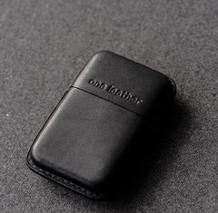 Handmade Black Leather Mens 11pcs Cigarette Holder Case Cool Custom Cigarette Case for Men