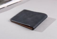 Handmade Cool Leather Mens billfold Leather Wallet Men Small Wallets Bifold for Men